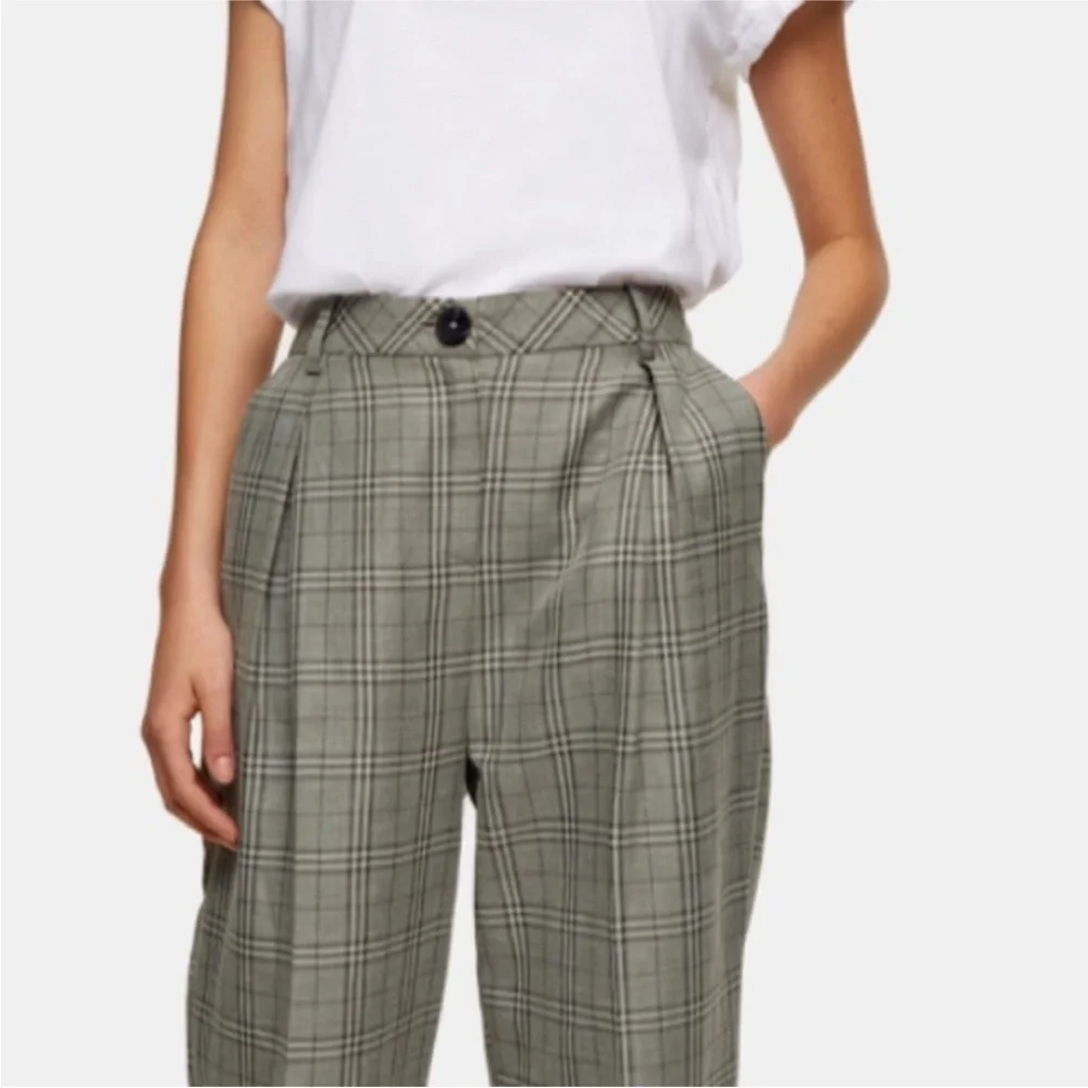 Topshop check ovoid peg Gray Plaid Pants